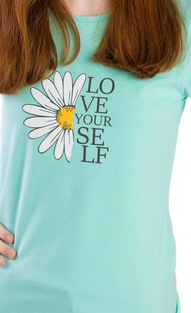 Dívčí tričko Betty mode tyrkysové s kopretinou