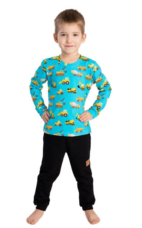 Chlapecké triko Betty mode stavební stroje vel. 92-128  tyrkysové