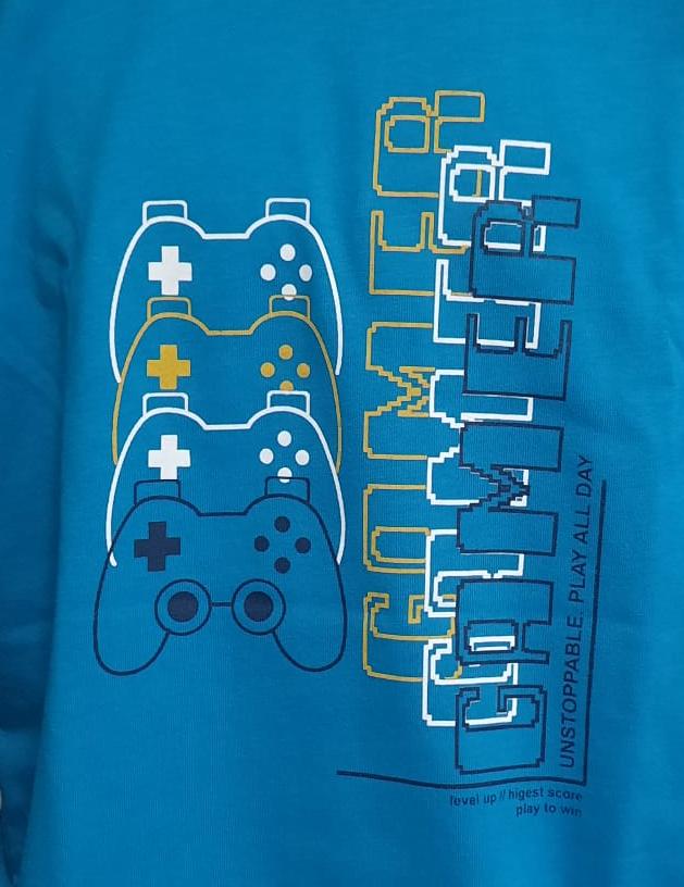 Chlapecké triko Betty mode GAMER - tyrkysové