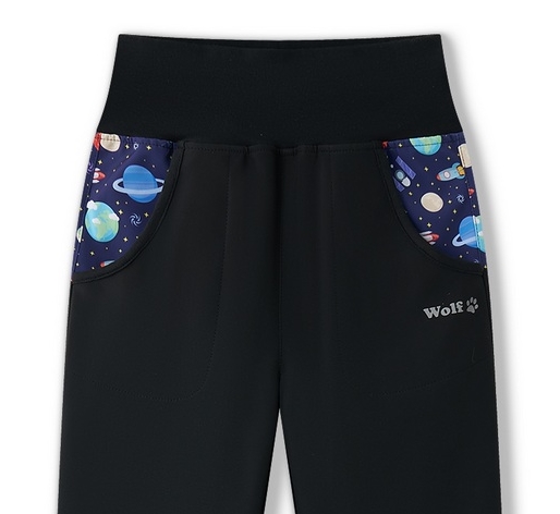 Chlapecké softshellové kalhoty Wolf B2585 (JARNÍ bez fleecu) černé vesmír