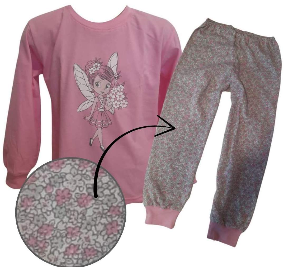 Dívčí pyžamo Betty Mode růžové víla s květinami