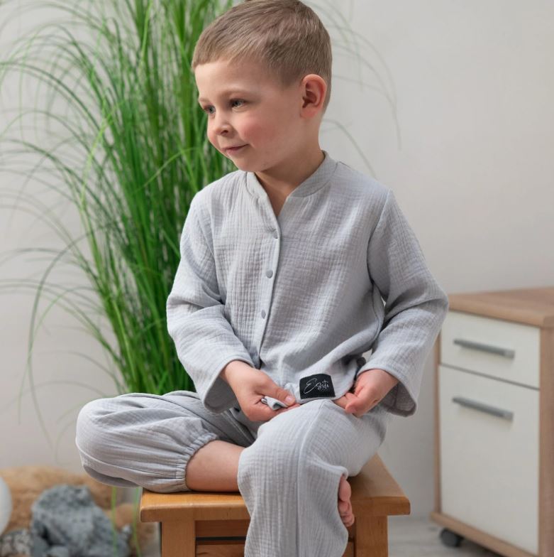 Dětské mušelínové kalhoty Esito Luca šedé