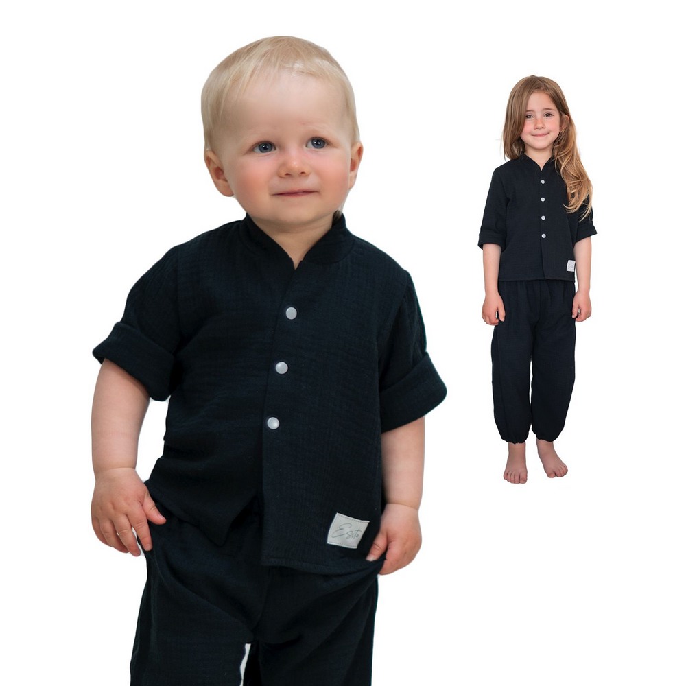 Dětské mušelínové kalhoty Esito Luca černé