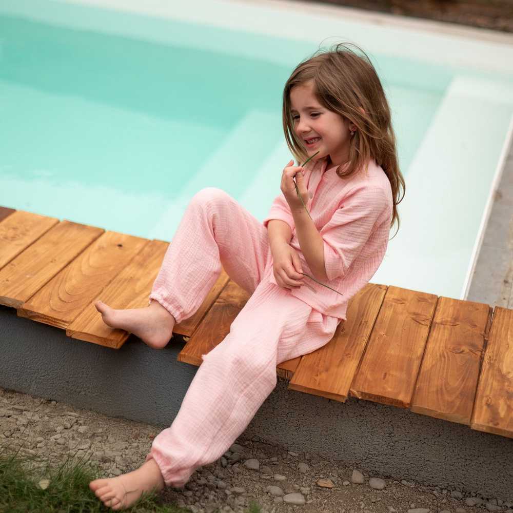 Dívčí mušelínová kšiltovka Esito s krytím krku - růžová