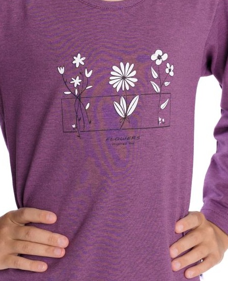 Dívčí triko Betty mode fialové květiny