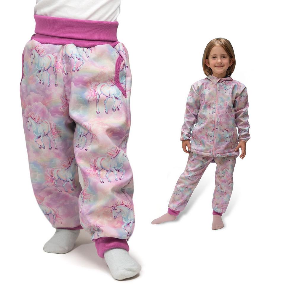 Dívčí rostoucí softshellové kalhoty Esito - jednorožec