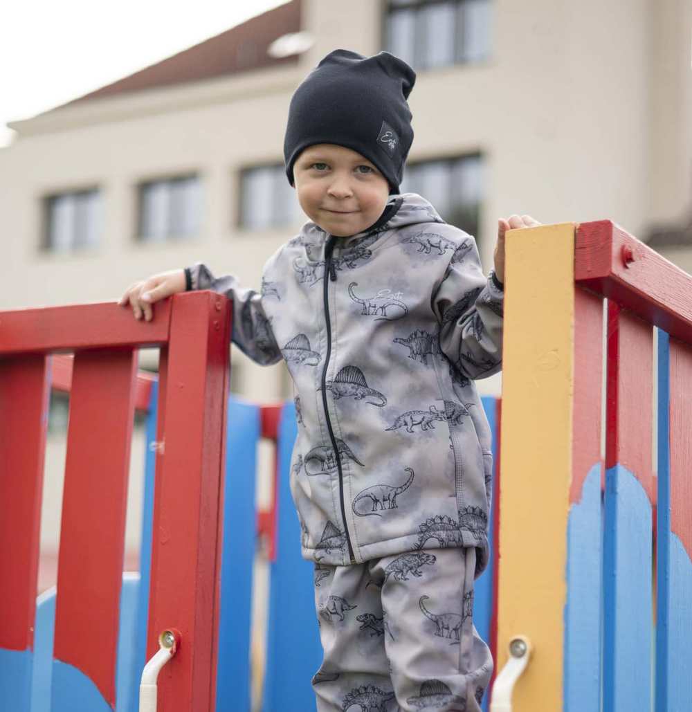 Dětská jarní/podzimní softshellová bunda Esito s fleecem šedá DINO