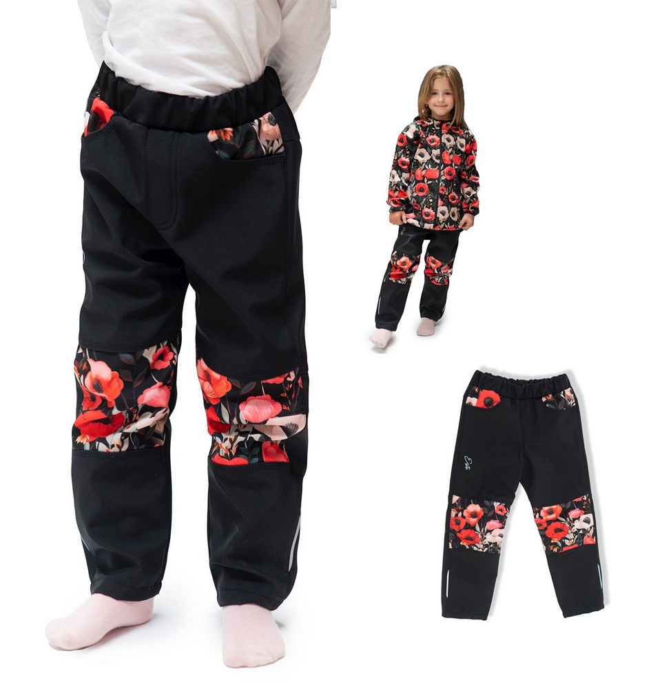 Dívčí softshellové kalhoty Esito s fleecem DUO VLČÍ MÁKY