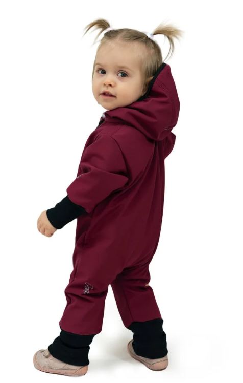 Rostoucí softshellová kombinéza Esito s fleecem vínová