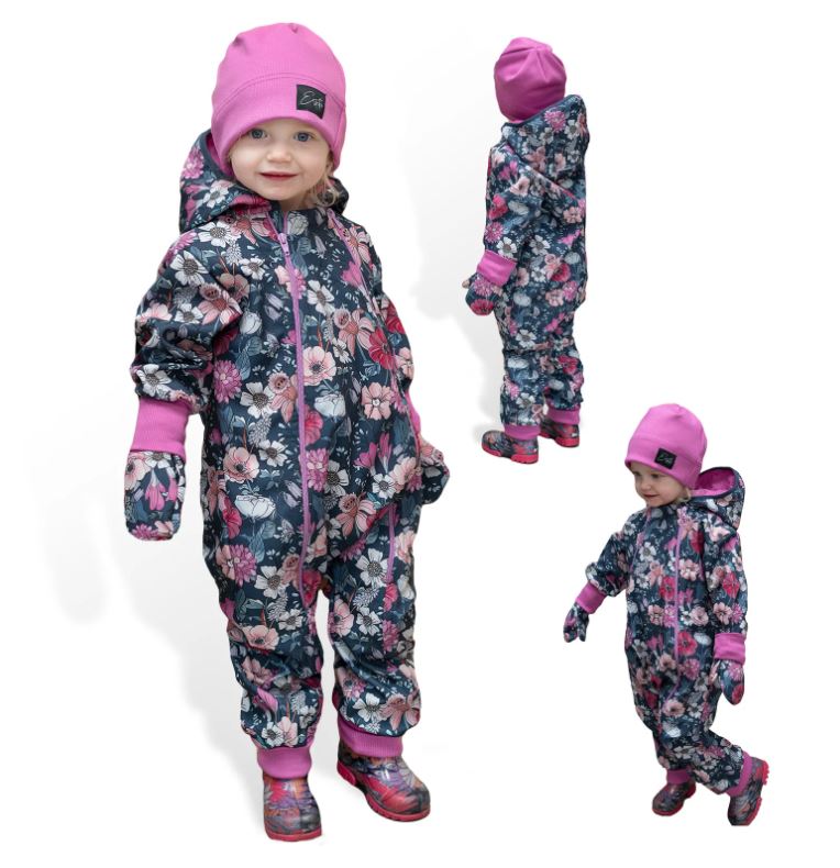 Softshellové bačkůrky, capáčky s fleecem na jaro a podzim Garden bloom (2-18 měsíců / více velikostí)
