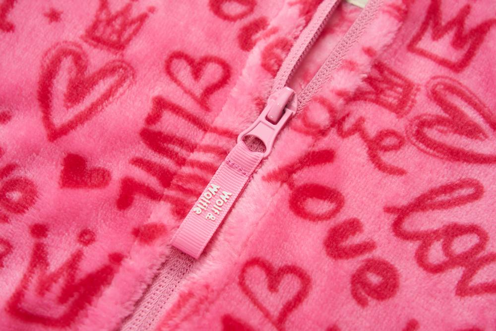 Dívčí mikina Wolf & Wolfie B2549 tmavě růžová nápisy LOVE