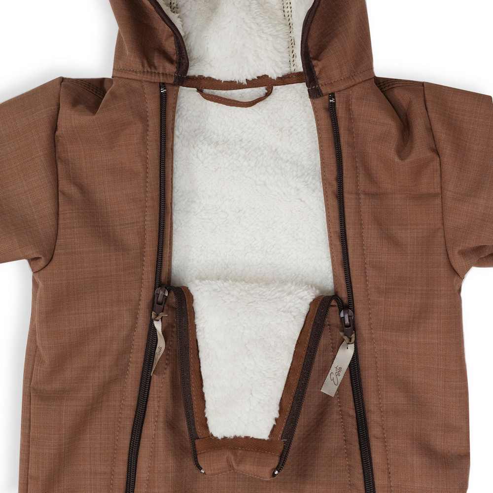 Dětská rostoucí zimní softshellová kombinéza Esito s umělým kožíškem - hnědá