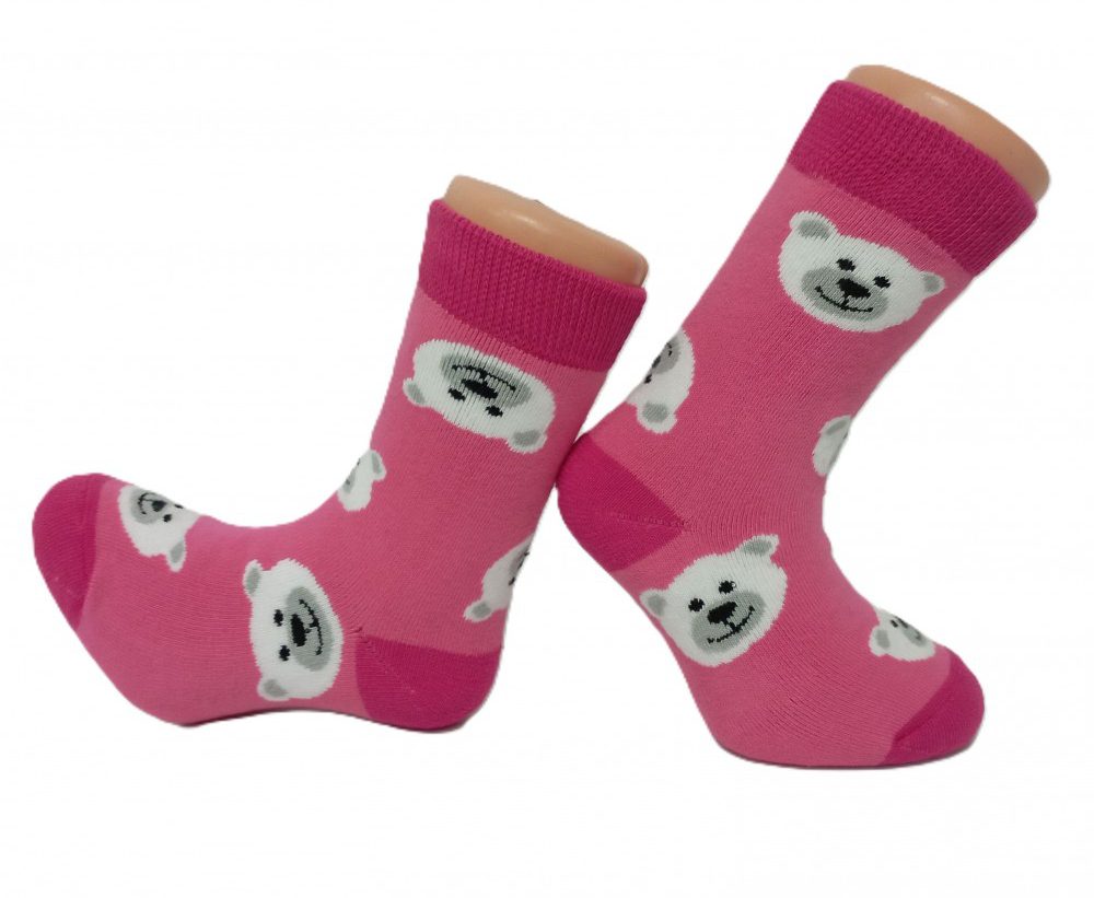 České dívčí zimní termo ponožky medvídek POLAR růžové