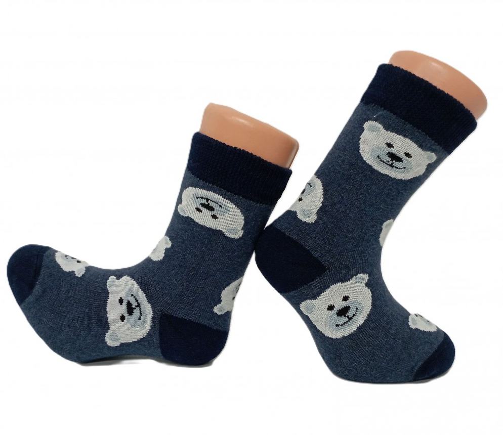 České dětské zimní termo ponožky medvídek POLAR tmavě modré