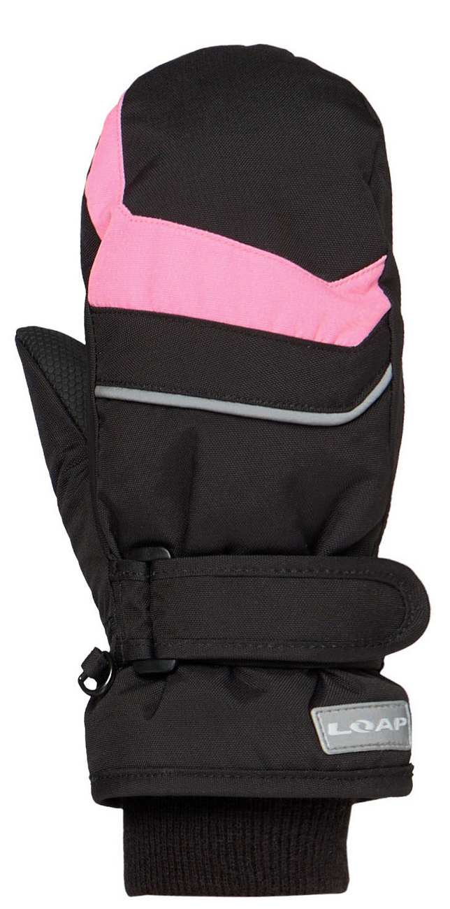 Dětské zimní rukavice palčáky Loap Run černé s růžovou