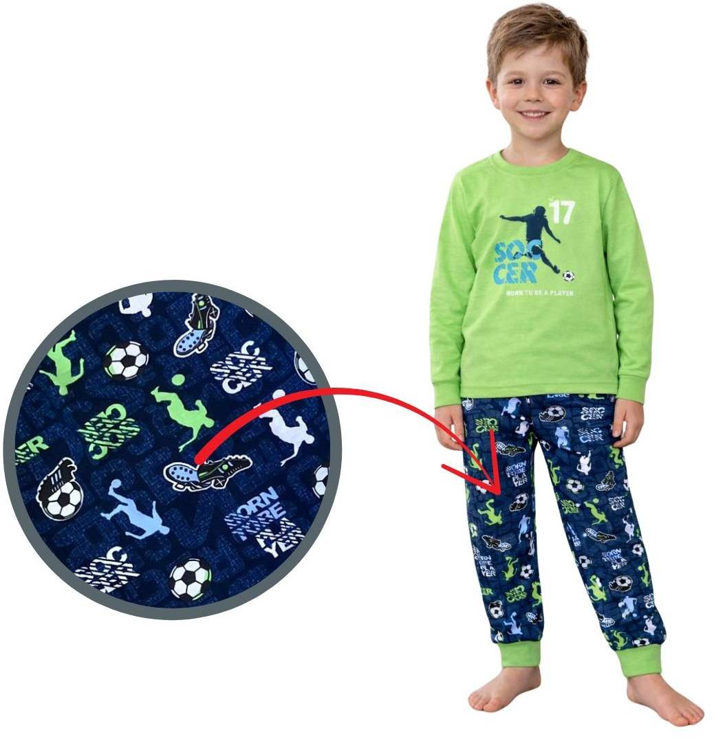 Chlapecké pyžamo Betty Mode zelené fotbal