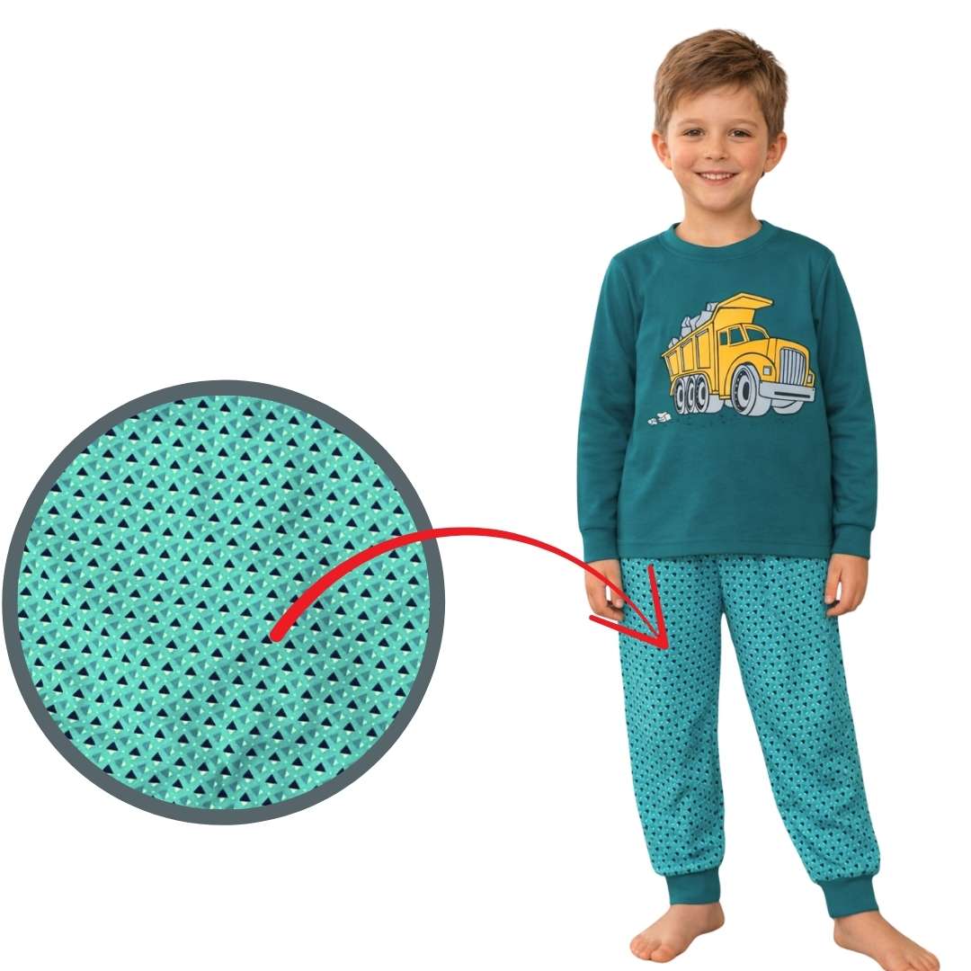 Chlapecké pyžamo Betty Mode petrolejové s nákladním autem