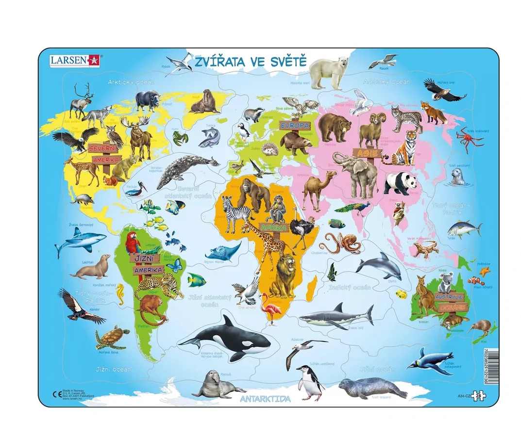 Zvířata ve světě - Vzdělávací puzzle