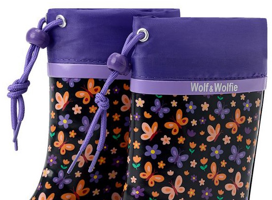 Dívčí holínky Wolf Wolf & Wolfie Y2601 černé s fialovou