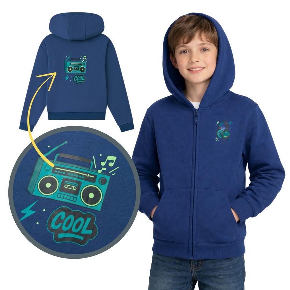 Chlapecká mikina Wolf & Wolfie M2652 s kapucí tmavě modrá