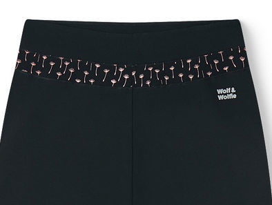 Dámské tepláky Wolf & Wolfie T2671A černé pampelišky na černém podkladu