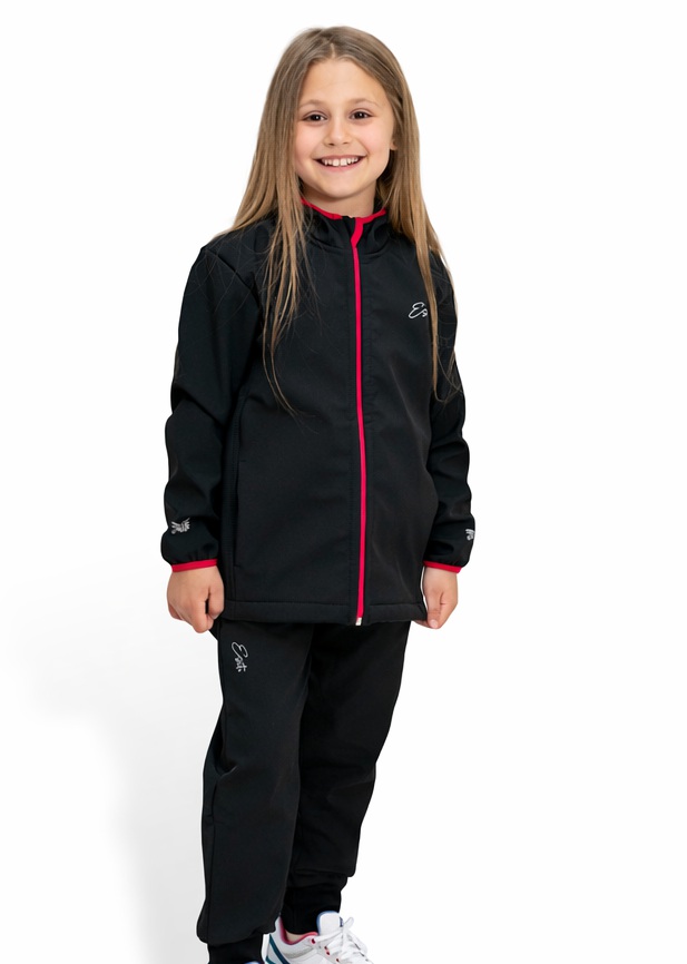 Dívčí jarní/podzimní softshellová bunda Esito s fleecem duo vel. 86-146 černá s tmavě růžovou