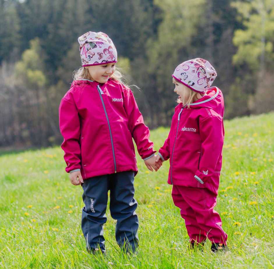 Dívčí jarní/letní softshellová bunda Esito Mono bez fleecu vel. 98-140 malinová (fuchsia)