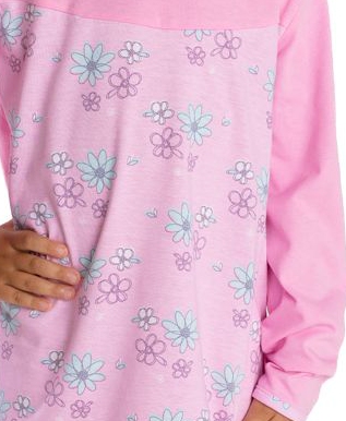 Dívčí noční košile Betty mode dlouhý rukáv - růžová kytičky