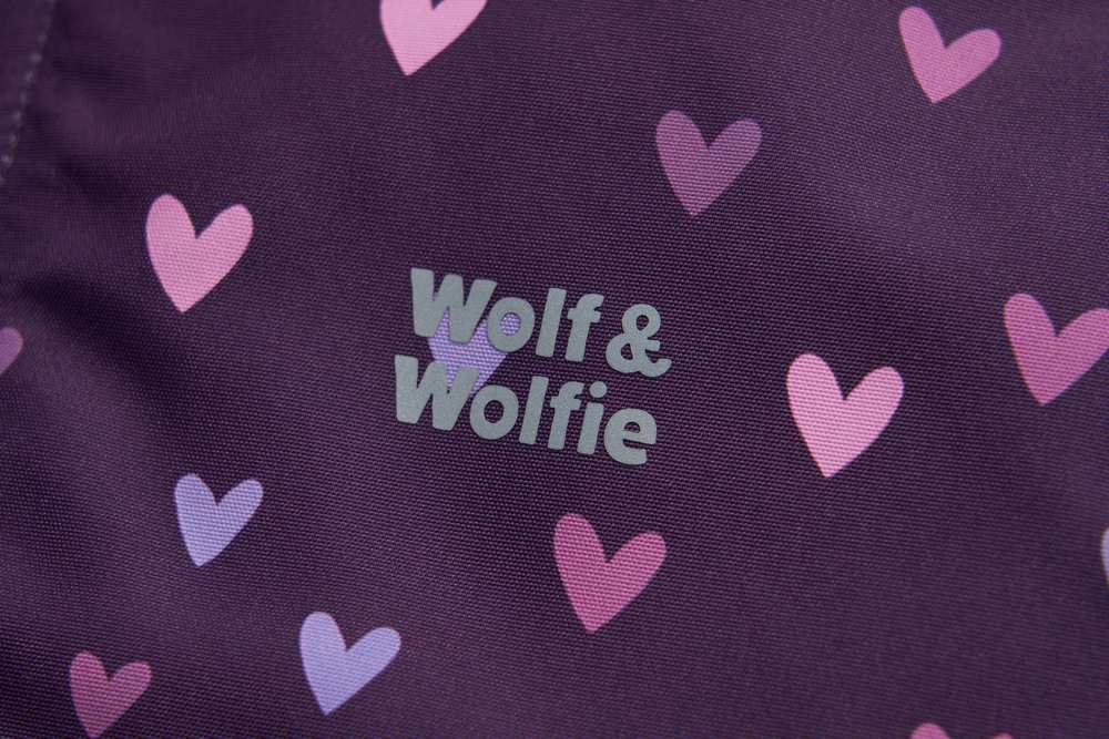 Dívčí zimní bunda Wolf & Wolfie B2666 fialová se srdíčky