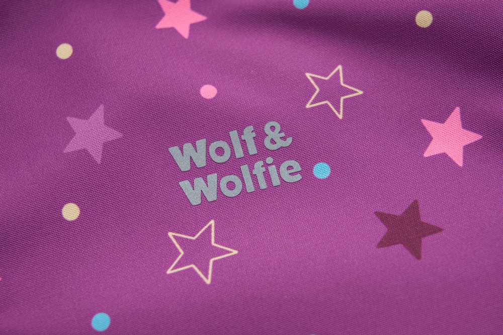 Dívčí zimní bunda Wolf & Wolfie B2666B světle fialová hvězdičky