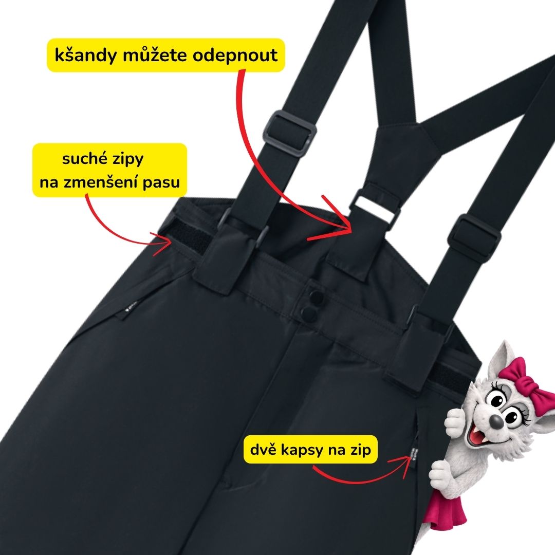 Dětské lyžařské kalhoty / oteplováky Wolf & Wolfie B2679 černé