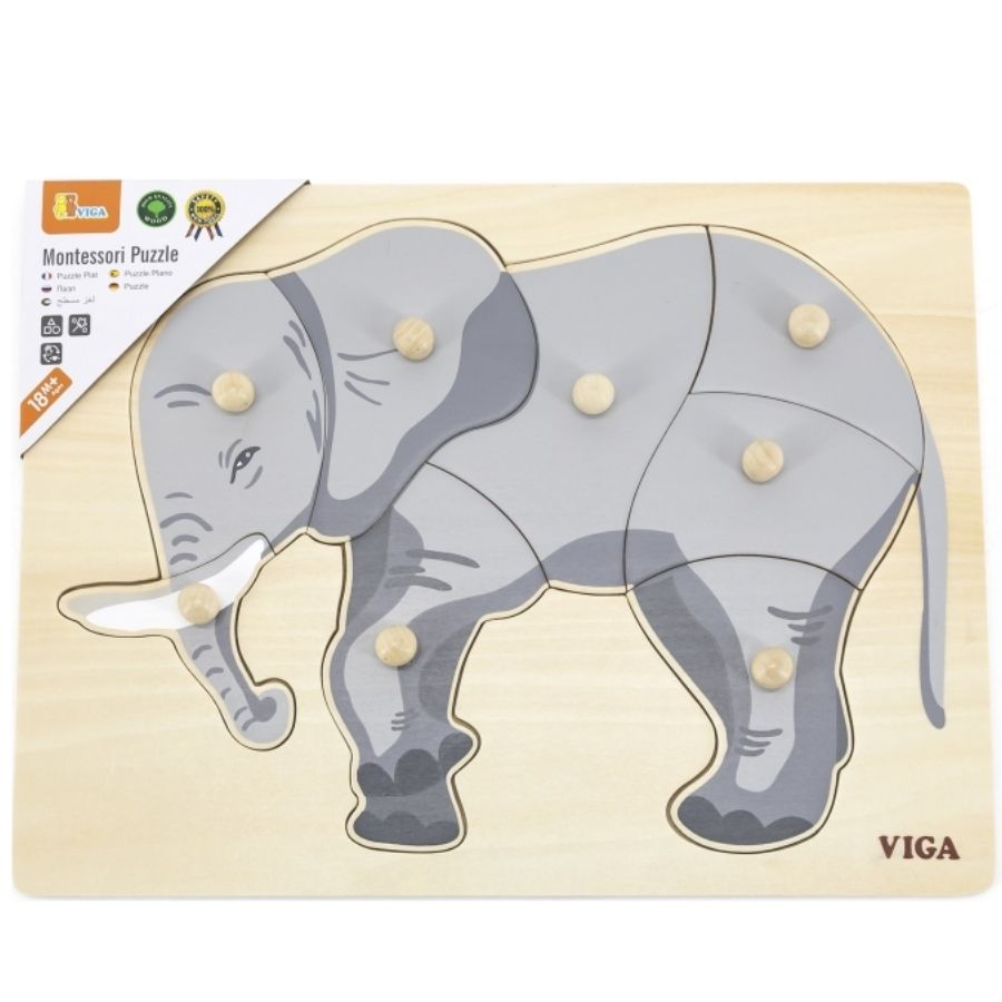 Dřevěná montessori vkládačka - puzzle Slon