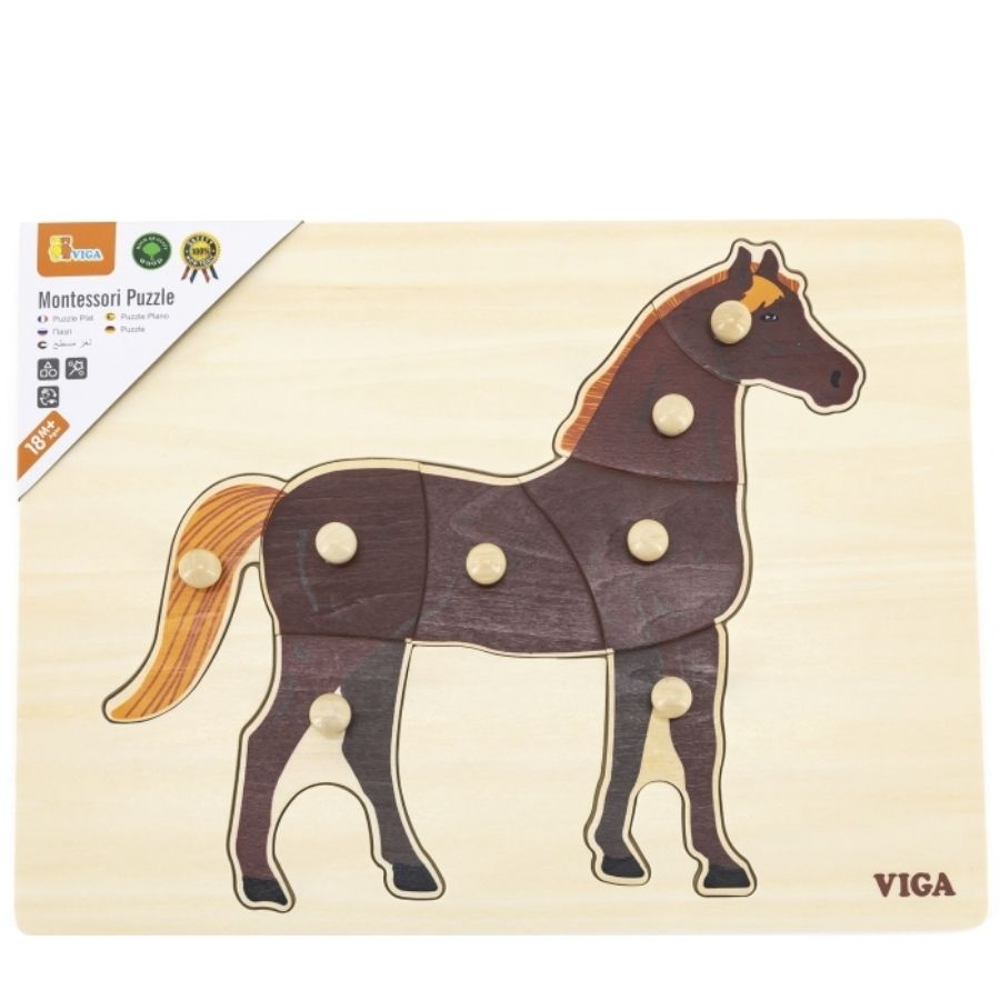 Dřevěná montessori vkládačka - puzzle Kůň