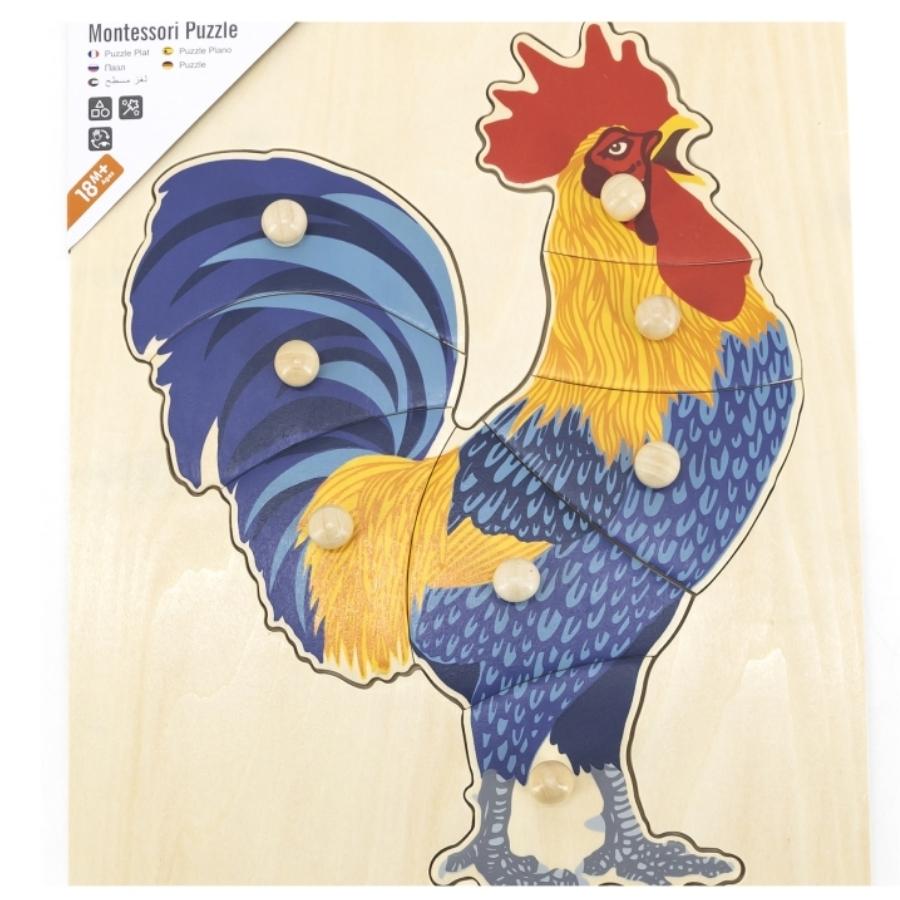 Dřevěná montessori vkládačka - puzzle Kohout