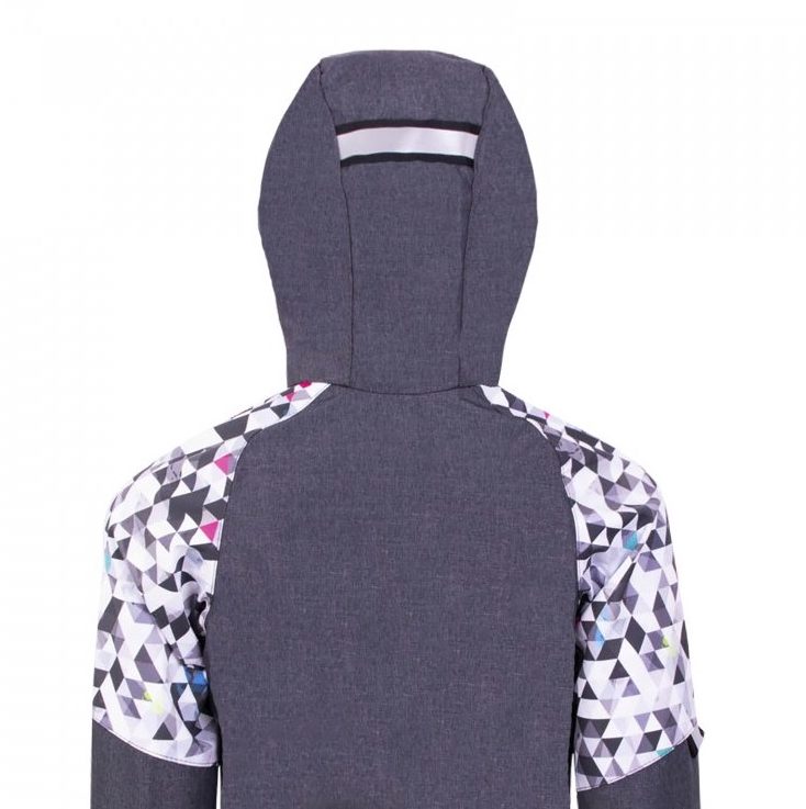 Dívčí softshellová bunda Unuo s fleecem Street metricon šedá žíhaná