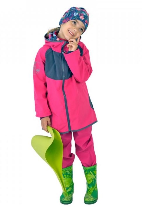 Dívčí softshellová bunda s fleecem Unuo Evžen tmavě růžová