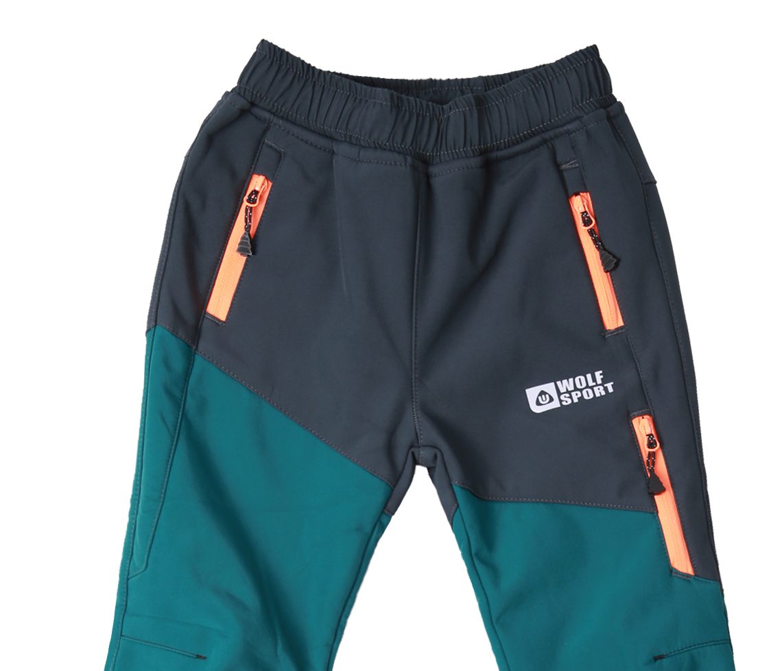 Dětské softshellové kalhoty Wolf B2097 s fleecem vel. 98 šedé se zelenou