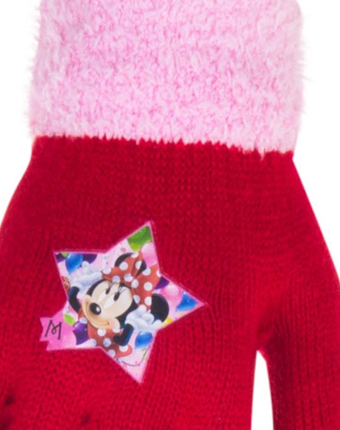 Rukavice Minnie červené s růžovou