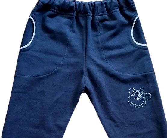 Chlapecké tepláky bavlněné tmavě modré opička