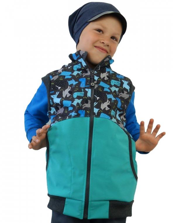 Chlapecká softshellová vesta s fleecem pejsci