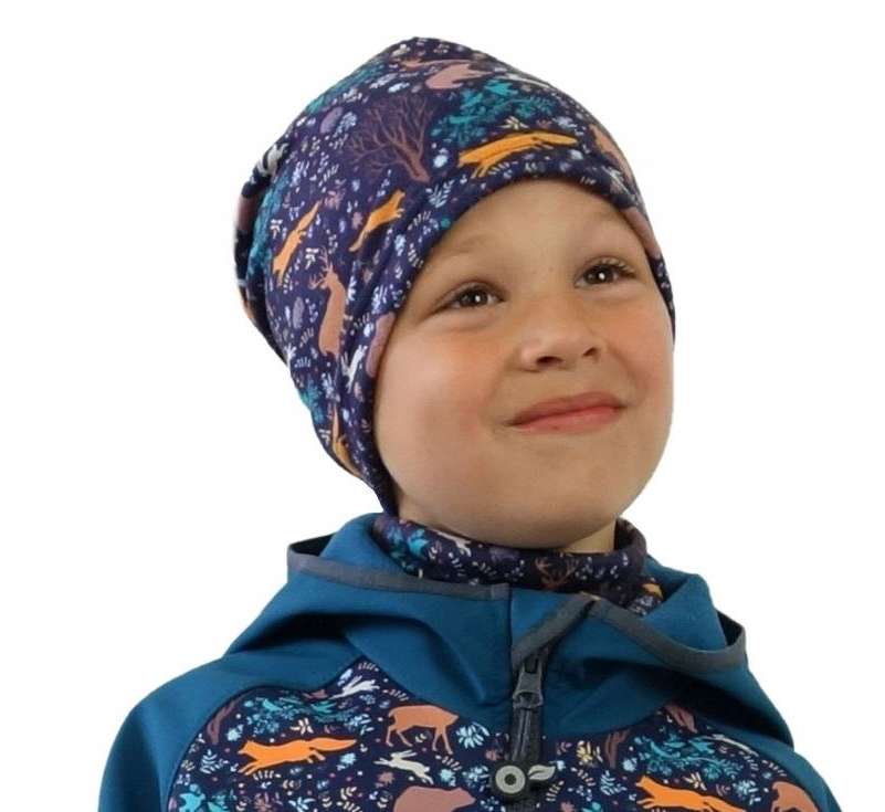 Dětská fleecová čepice Unuo noční zvířátka