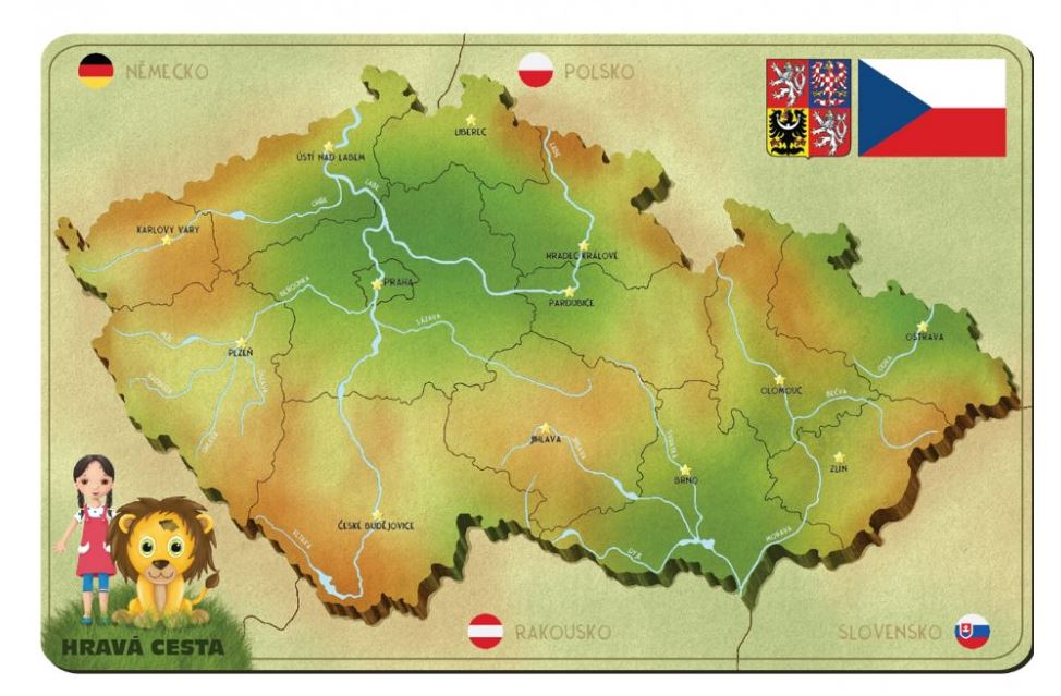 Magnetická mapa ČR pro děti 36 x 56 cm