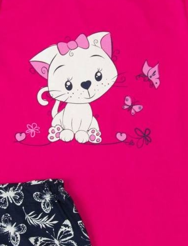 Dívčí letní pyžamo Betty Mode vel. 122 tmavě růžové kočička