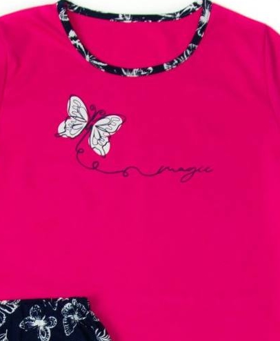 Dívčí letní pyžamo Betty Mode tmavě růžové s motýlky