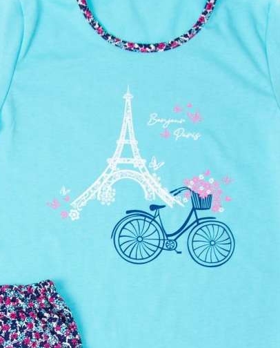 Dívčí letní pyžamo Betty Mode světle modré Eifelovka