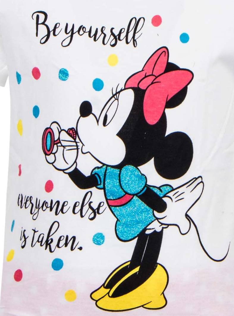 Dívčí letní pyžamo Minnie vel. 128 bílé s růžovou