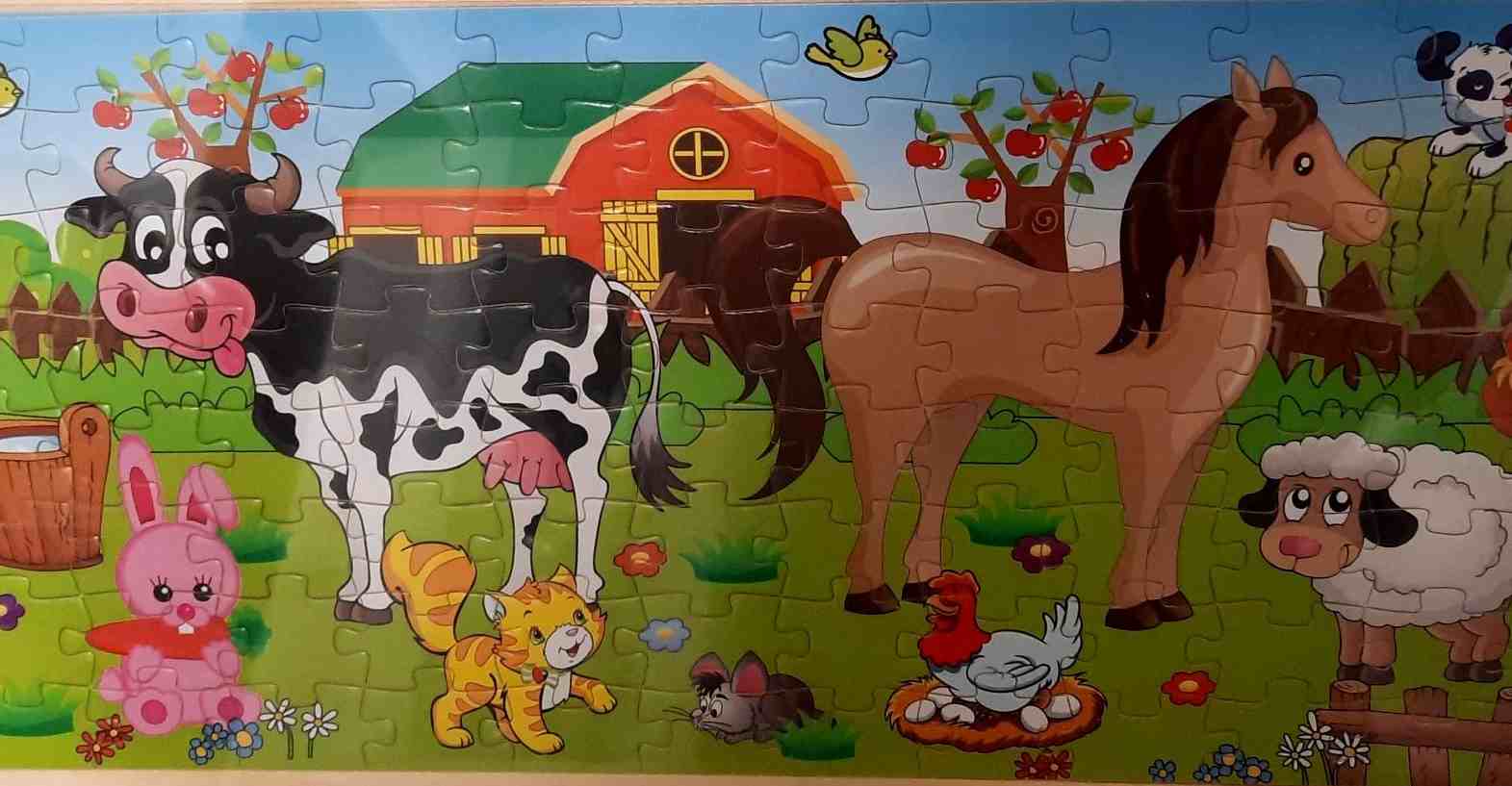 Puzzle dřevěné -  domácí zvířata - 96 dílků