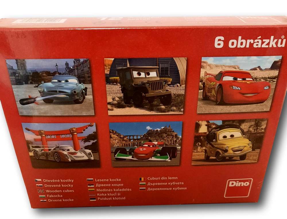 Dřevěné kostky Cars 12 ks