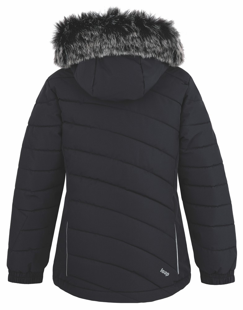 Dívčí lyžařská zimní bunda Loap Fuksie černá s růžovou