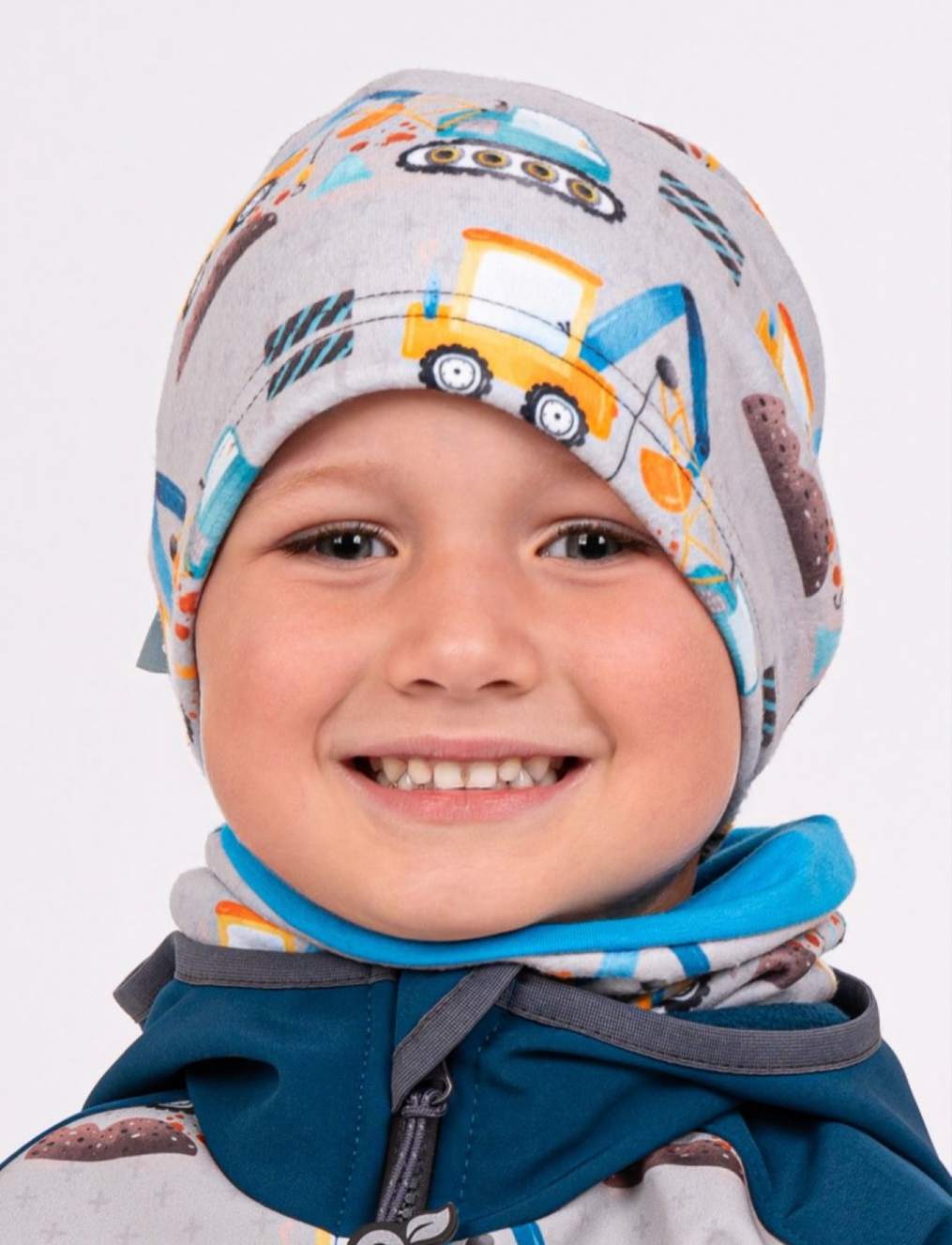 Funkční fleecový chlapecký nákrčník Unuo bagry